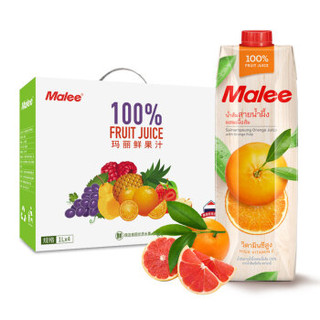 泰国原装进口 玛丽（Malee）100%果汁 橙汁饮料0脂肪1000ml*4瓶