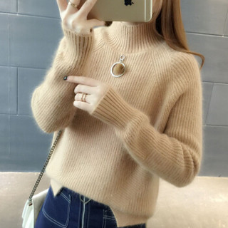 LAXJOY 朗悦 新款韩版针织衫打底衫女学生半高领保暖毛衣套头上衣 LWYC18T228