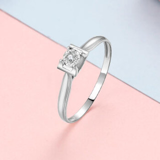 黛慕妮 18K金戒指 经典18K白钻石戒指天使之吻系列指环求婚结婚 K金戒指女