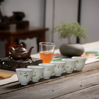 佳佰 青花小茶杯手绘陶瓷茶杯喝茶品茗杯主人杯红茶杯绿茶杯花茶杯子送礼 清影竹叙6杯礼盒装