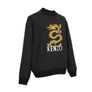 KENZO 高田贤三 男士黑灰色混纺刺绣图案卫衣 F86 5SW601 1RH 98 L码