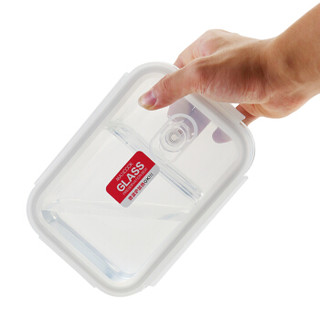 美厨（maxcook）玻璃饭盒分隔保鲜盒 带袋子 耐热密封微波炉适用 640ml+700ml两件套 MCFT689