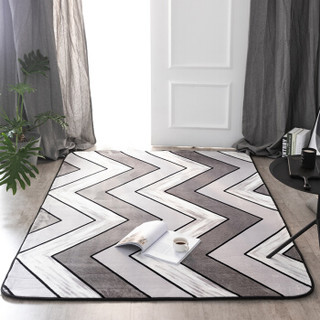 艾薇家纺 客厅地毯卧室床边毯简约沙发茶几毯珊瑚绒地垫满铺地毯 地平线 140*190cm