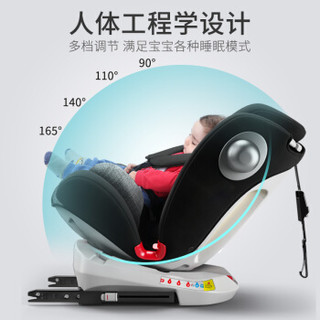 众霸（ZHONGBA）儿童安全座椅0-4-12岁 360度旋转 isofix硬接口  汽车用婴儿宝宝可坐可躺 经典红黑