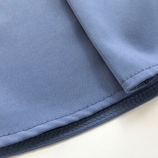 朗悦女装 2019春季新款纯色雪纺长袖衬衫女韩版气质V领衬衣LWCC191212 蓝色 M