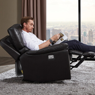 芝华仕头等舱沙发 现代简约单人沙发中小户型客厅真皮懒人沙发电动单椅 K205 深咖色