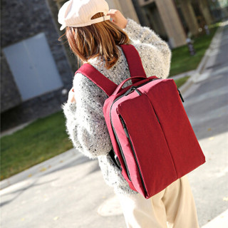 GEYATU 歌雅图 双肩包女电脑包女学生书包男女通用背包A028 酒红色