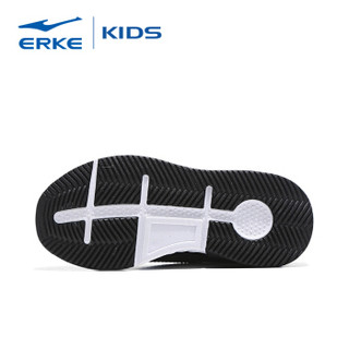 鸿星尔克（ERKE）童鞋男童跑鞋儿童运动鞋中大童舒适绑带慢跑鞋 63119120083 正黑/正白 35码