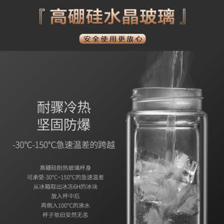 物生物（RELEA）玻璃杯 茶水分离杯男女泡茶杯创意便携水杯花茶杯子过滤随手杯 茶时冰晶白300ML