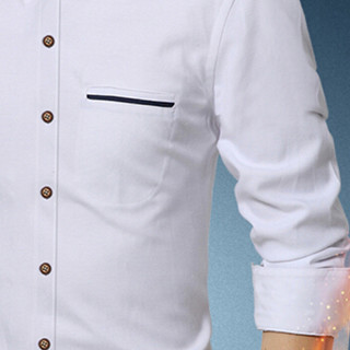 卡帝乐鳄鱼（CARTELO）衬衫 男士潮流时尚休闲百搭立领长袖衬衣A180-2210白色M