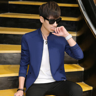 凯撒（KAISER）夹克 男2019春季新款棒球服韩版休闲运动男士青年修身帅气外套 Q913-7802 蓝色 XL