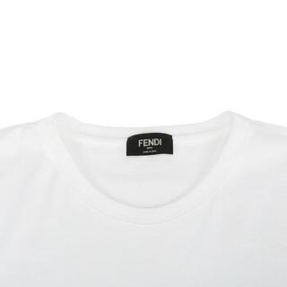 FENDI 芬迪 男士白色FF图案棉质圆领短袖T恤 FAF532 A54P F0UG8 M码