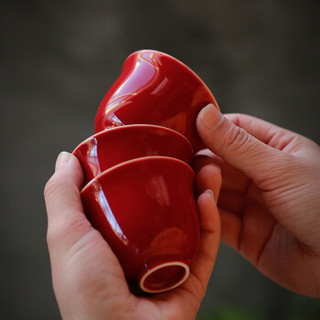 苏氏陶瓷 SUSHI CERAMICS 茶具套装高端霁红款陶瓷三才盖碗茶杯托盘整套功夫茶具敬茶杯礼品装