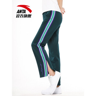 ANTA 安踏 女裤新款针织运动长裤条纹撞色潮流运动裤  A62210苔原绿 L(女170) 96918747-4