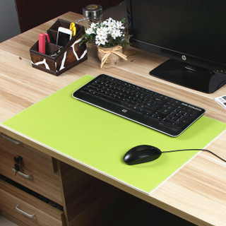 雅皮仕 双色电脑桌垫 鼠标垫 加厚办公桌键盘垫 书桌垫板 皮革写字垫板大班台垫板 办公用品 白+绿