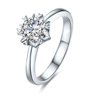 鸣钻国际 恒爱 钻戒女 白18K金钻石戒指结婚求婚女戒 钻石对戒女款 约9分 送女友生日礼物 11号