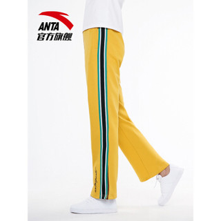 ANTA 安踏 女裤新款针织运动长裤条纹撞色潮流运动裤  KK1004黄色 M(女165) 96918747-2