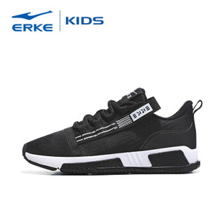 鸿星尔克（ERKE）童鞋男童跑鞋儿童运动鞋中大童舒适绑带慢跑鞋 63119120083 正黑/正白 32码
