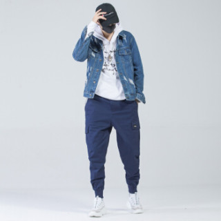 Fuguiniao 富贵鸟 新款潮牌束脚裤嘻哈宽松hiphop小脚裤子 19177FG8076
