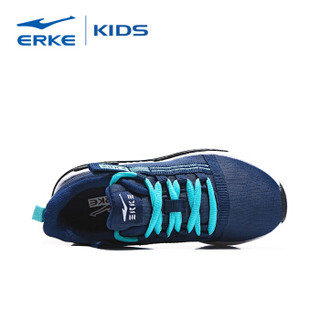 鸿星尔克（ERKE）童鞋男童跑鞋儿童运动鞋中大童舒适绑带慢跑鞋 63119120083 藏深蓝/薄荷蓝 35码