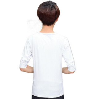 猫人 MiiOW T恤男2019春季新款圆领韩版潮流百搭长袖T恤男KC-W21白色3XL