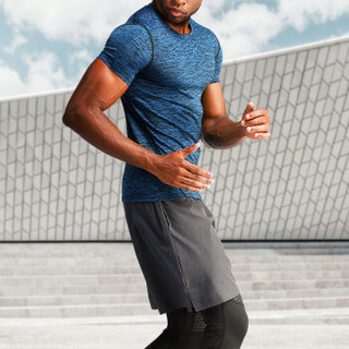 FANDIMU 范迪慕 健身运动服户外跑步训练速干休闲运动短袖T恤男  FNZ9001 深蓝色-单件短袖-XXXL