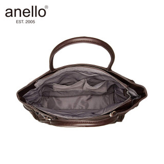 anello 阿耐洛 潮流时尚PU单肩托特包女士手提包N0571 深棕色
