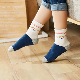 猫人男童棉袜中大童四季款袜子条纹学生卡通中筒袜5双装3-12岁 混色5双装（021） S（1-3岁）