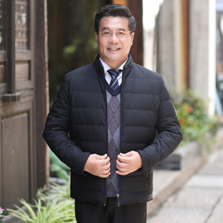 恒源祥羽绒服中老年男装休闲男士加厚2018年冬季新款立领外套 黑色 XL(180/96A)