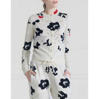 BARRIE女士Moon Flowers系列印花长袖毛衣开衫 白色花纹 国际通用码