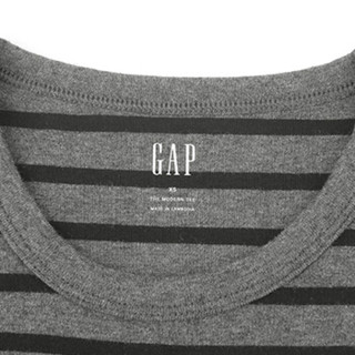 Gap旗舰店女装长袖T恤打底衫 圆领条纹柔软莫代尔女士内搭上衣 352725 灰色条纹 165/84A(XS)