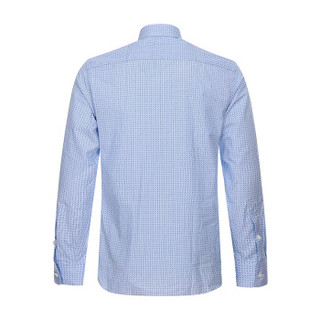 Z ZEGNA 杰尼亚 奢侈品 男士浅蓝色方块图案棉质长袖衬衫 405081 9DFKTM 44 37码
