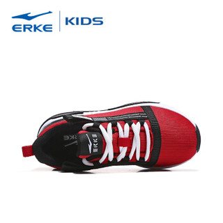 鸿星尔克（ERKE）童鞋男童跑鞋儿童运动鞋中大童舒适绑带慢跑鞋 63119120083 大红/正白 37码