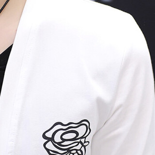 猫人 MiiOW T恤男2019春季新款韩版修身假两件圆领长袖T恤KC-3602白色L