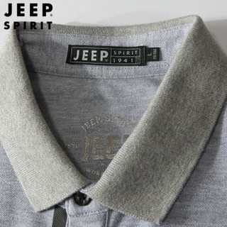 吉普 JEEP 男士Polo衫短袖T恤 男纯色棉质舒适男装翻领Polo衫 8077 白色 2XL