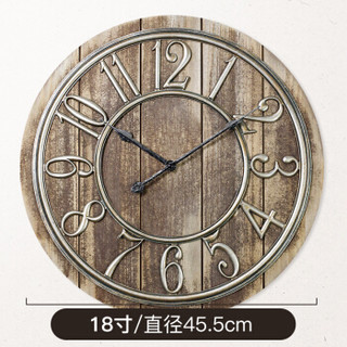 码仕 挂钟钟表客厅静音个性石英钟北美创意复古挂 表大时钟 18寸阿拉伯数字W1866A