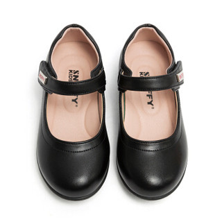 斯纳菲女童皮鞋 儿童真皮黑色公主鞋女孩单鞋新款小皮鞋18848黑色33