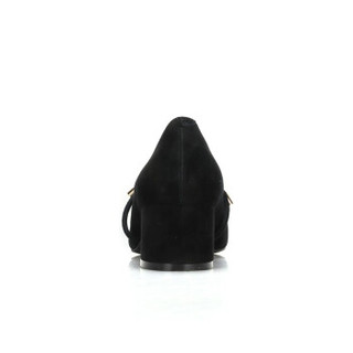 CAMEL 骆驼 时装系列 女士 优雅甜美蝴蝶结扣饰粗跟单鞋 A91901625 黑色 38