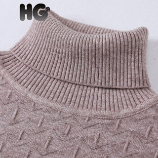 HG冬季新款高领毛衣女韩版修身加厚保暖提花纹打底衫百搭 焦糖 170/92A/XL