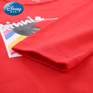 迪士尼 Disney 自营童装女童中小童时尚针织长袖T恤上衣2019春夏新款 DA9169D3E02 鲜红 110