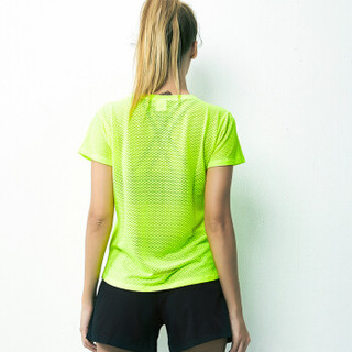 范迪慕 运动t恤女短袖修身瑜伽服速干健身跑步健身房透气上衣 FDM20292-荧光黄-单件短袖-L