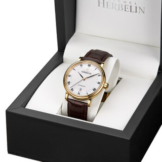 赫柏林（Herbelin) 手表 大都会系列棕色皮带自动机械男表1643/P08MA 经典复古