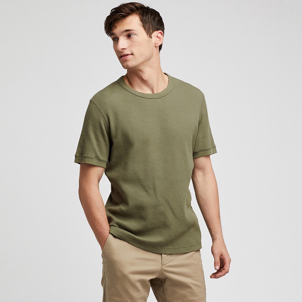 狂暑来袭: uniqlo 优衣库 414495 男士华夫格圆领t恤