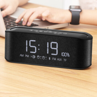 伊酷尔(ifkoo)q9无线蓝牙音箱家用闹钟迷你小音响手机车载低音炮显示