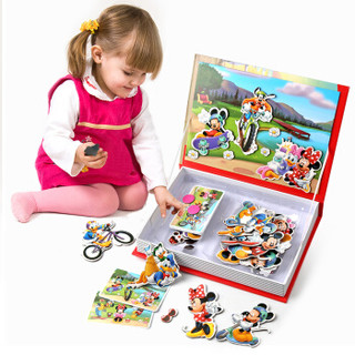 亲子企鹅 米奇老鼠磁性拼图 迪士尼米妮唐老鸭儿童早教玩具 男女孩拼拼乐故事磁力贴画本