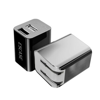 ESCASE USB充电器头 快速手机充电头平板电源适配器/插头2.4A支持苹果X华为荣耀数据线充电头DC5207经典黑