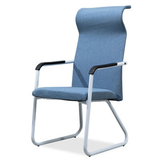 欧宝美办公椅职员椅电脑椅绒布弓形椅蓝色