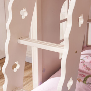 A家家具 儿童床 韩式简约儿童上下床 实木框架高低床小孩双层床 1.2米床+梯柜 ET16