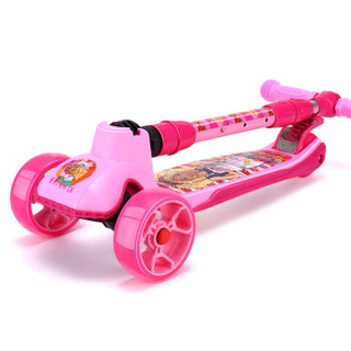 芭比儿童滑板车 加大加宽闪光轮品质版一键折叠可调四轮全闪扭扭脚踏滑步摇摆车
