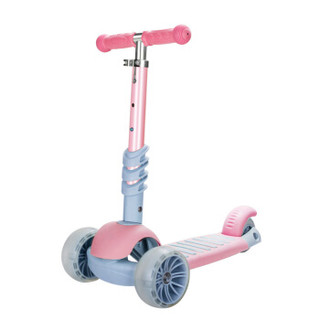 时尚顽童滑板车儿童三合一手推可坐可推加可拆卸大加宽闪光轮2-6岁男女宝宝滑滑车学步车粉色SSWT-8087